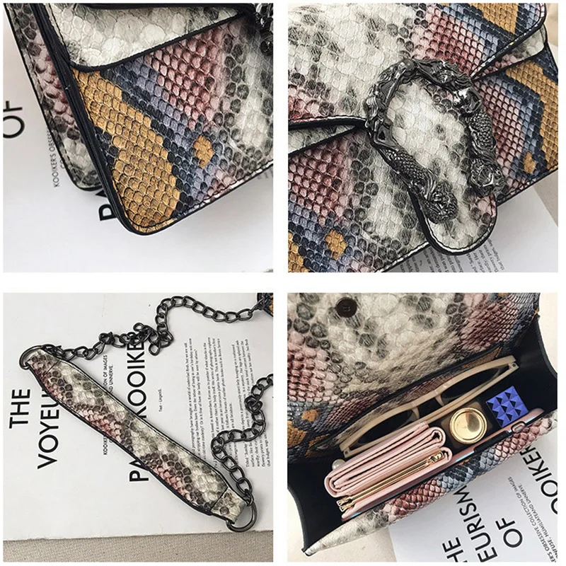 Новая модная сумка через плечо от известного бренда женская змеиная роскошная
