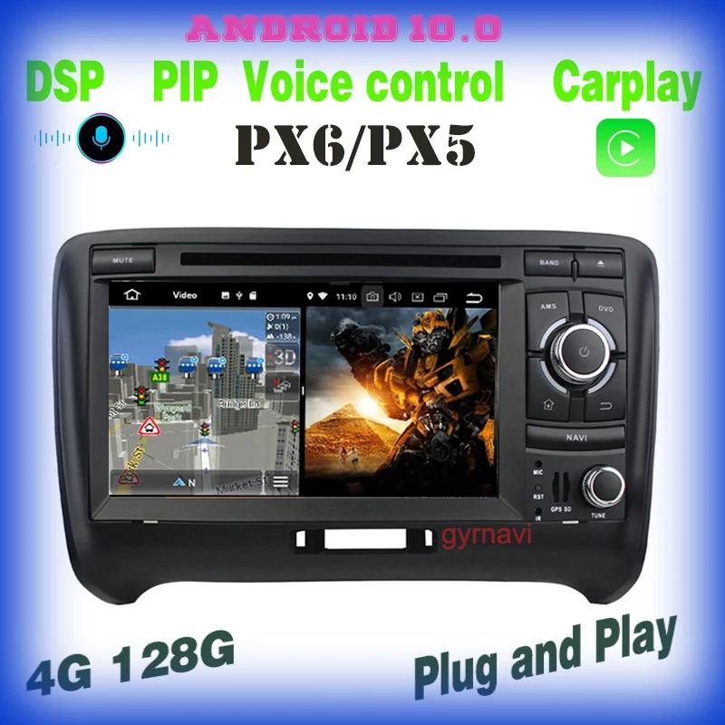 

PX6 Android 10.0 Car DVD GPS Player for Audi TT 2006 2007 2008 2009 2010 2011 2012 2013 2014 carplay voice control 4+128G