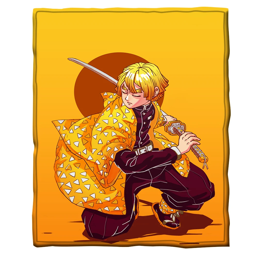 Теплое одеяло с принтом из аниме рассекающий демонов для кровати дивана