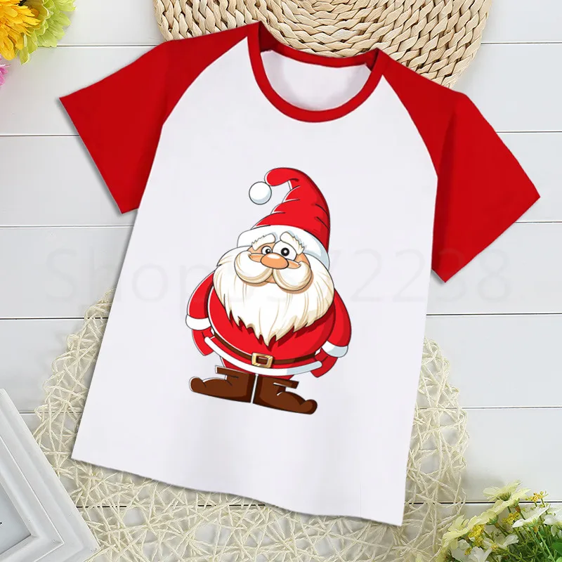 Рождественский подарок для маленьких девочек футболка с Сантой Летние