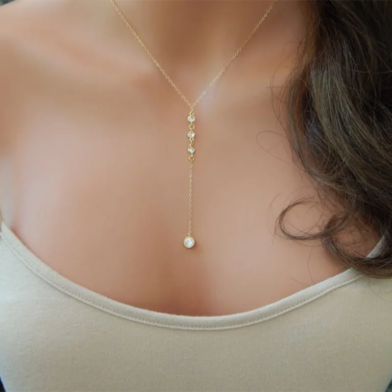 

Simple New Clavicle Chain Necklace Ladies Spring Crystal Pendant Exquisite Long Necklaces for Women Fashion Neck Jewelry XL967