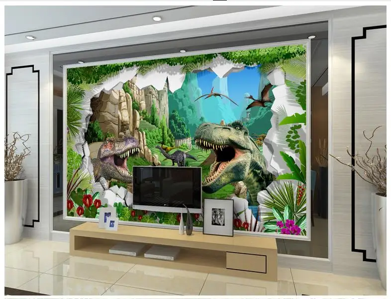 3D настенные фрески обои на заказ Картина Настенная бумага динозавр Эра стерео ТВ
