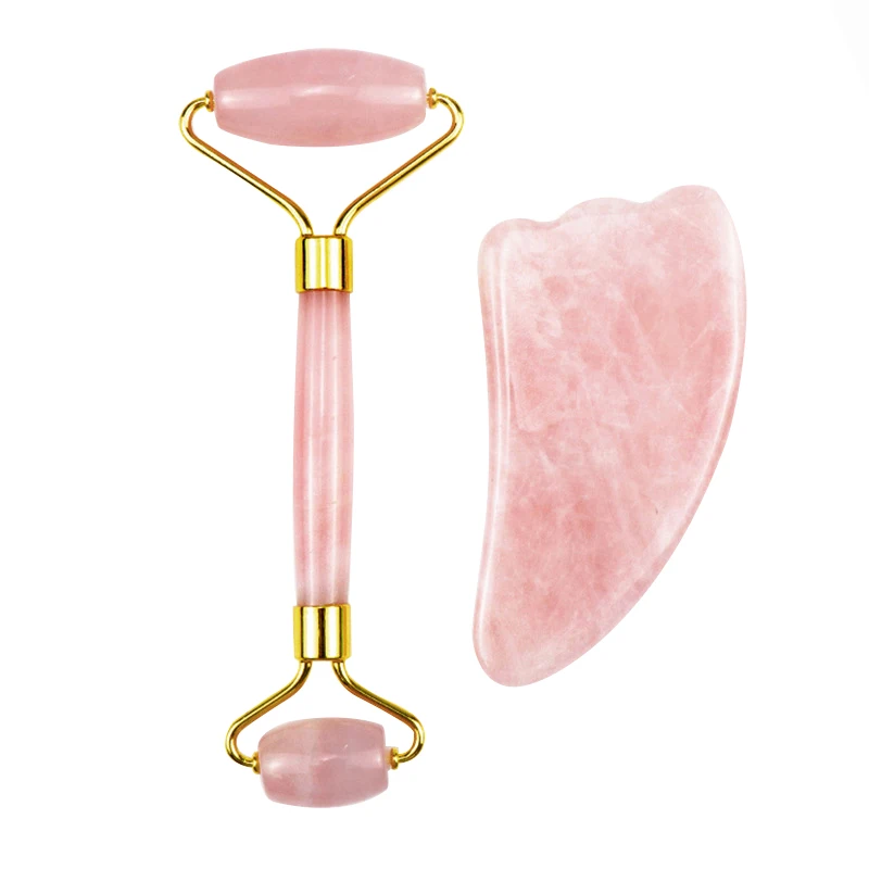 Массажный ролик для лица с двойными головками Нефритовый подтяжка расслабление