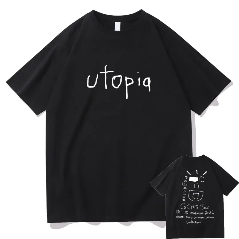 

Spot Goods Rapper Travis Scott Cactus Jack Wink Utopia Tshirt Men Women Letter Graffiti T-shirt Art Sense T Shirts Mens Tee Tops