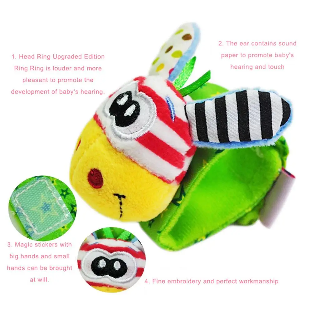 Детские милые Мультяшные животные на запястье погремушки Игрушка для