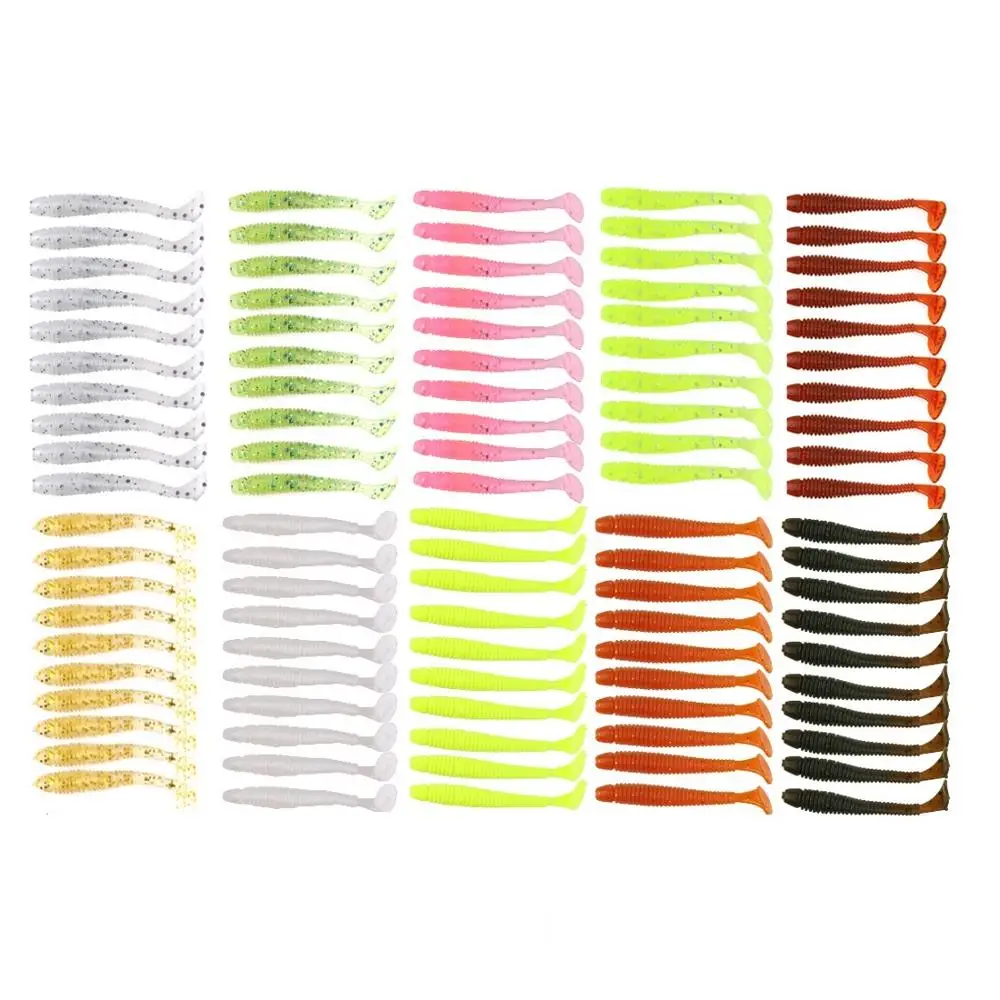 50 шт. мягкие силиконовые резиновые поворотные воблеры в виде червя приманка для