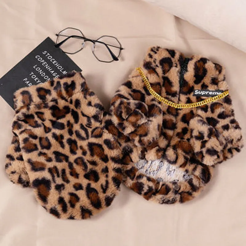 Dog Clothing Autumn Winter Leopard coat jacket Teddy Bomei fight dog clothing pet fashion brand clothing