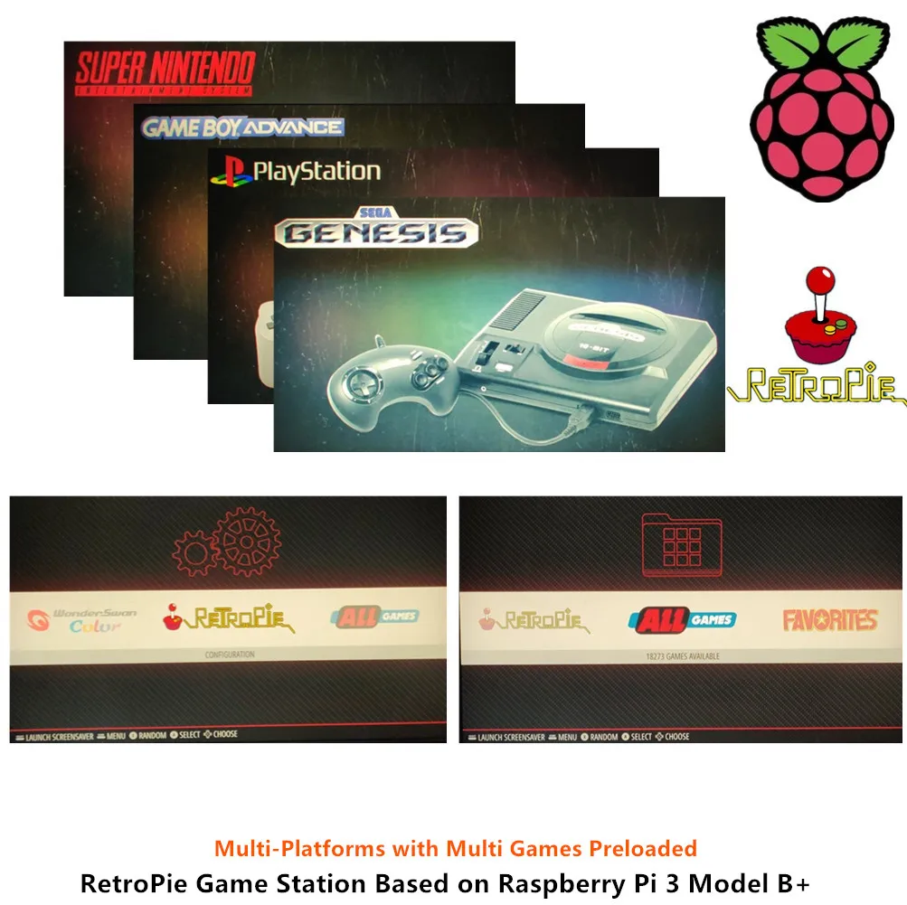 Raspberry Pi 3 Model B + аркадная консоль для видеоигр Retropie аркадный Шкаф DIY 18000 Ретро