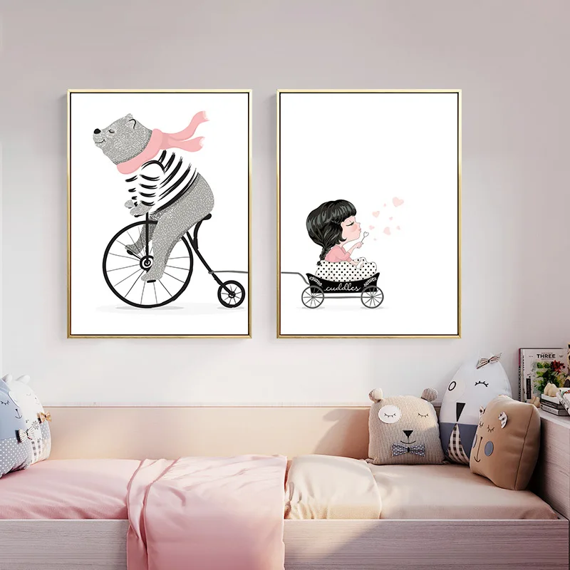 Настенная картина для детской комнаты с животными большим медведем Постер в