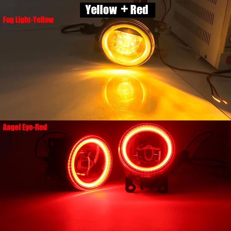 Yellow and Red Cawanerl 2 шт. Автомобильный светодиодный светильник H11 противотуманный светильник+ Ангел глаз DRL Дневной ходовой светильник 12 В для 2005- Ford Ranger - Цвет: Yellow and Red