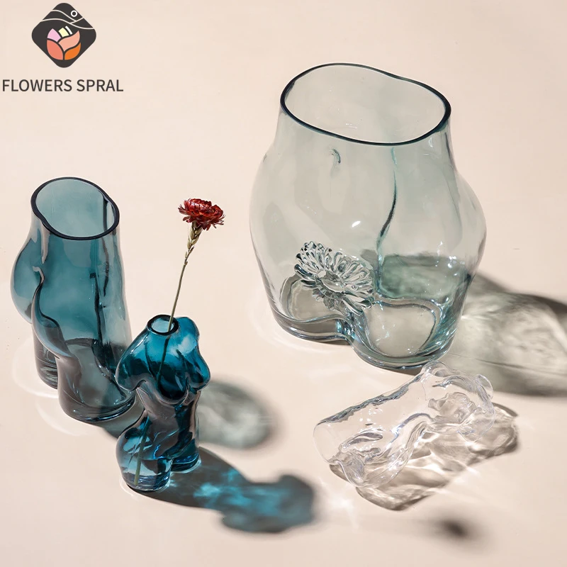 

Художественная стеклянная ваза, абстрактные элементы человеческого тела, искусственная ваза, цветочный горшок, настольные украшения, аксе...