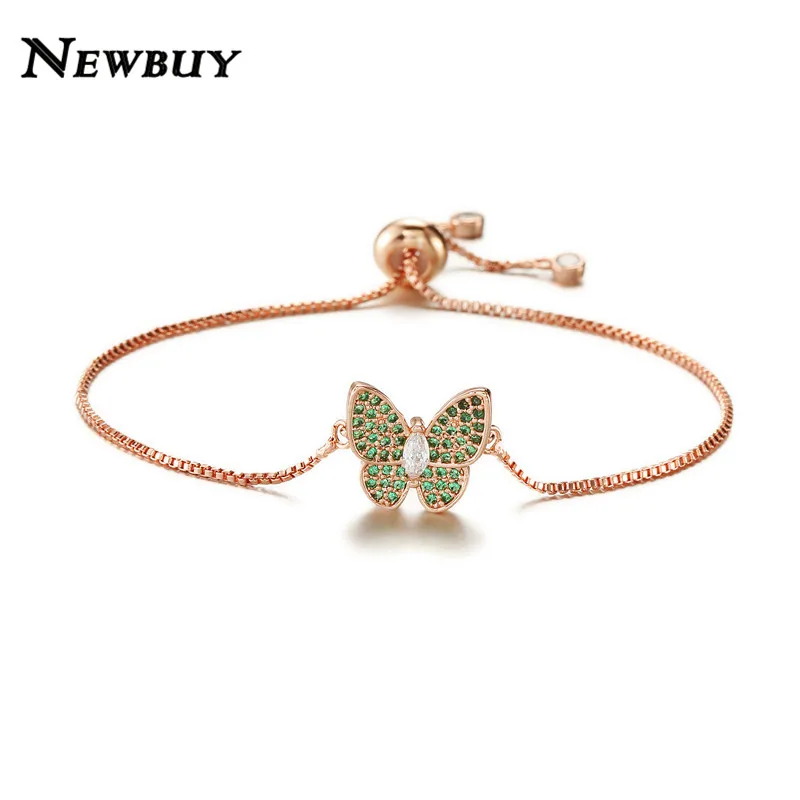 NEWBUY модный микро-паве кубический цирконий браслет для женщин Горячая Распродажа 4 цвета браслет бабочка женские ювелирные изделия - Окраска металла: NBSL021