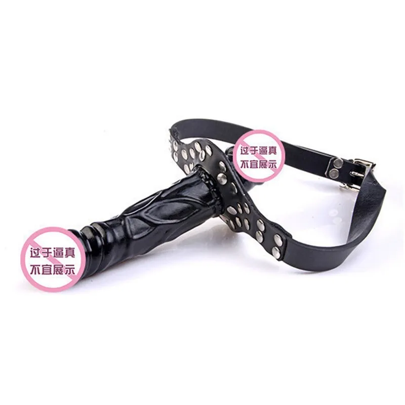 Взрослые игры удлиняют двухсторонний дилдо кляп рот фаллоимитатор ремешок на