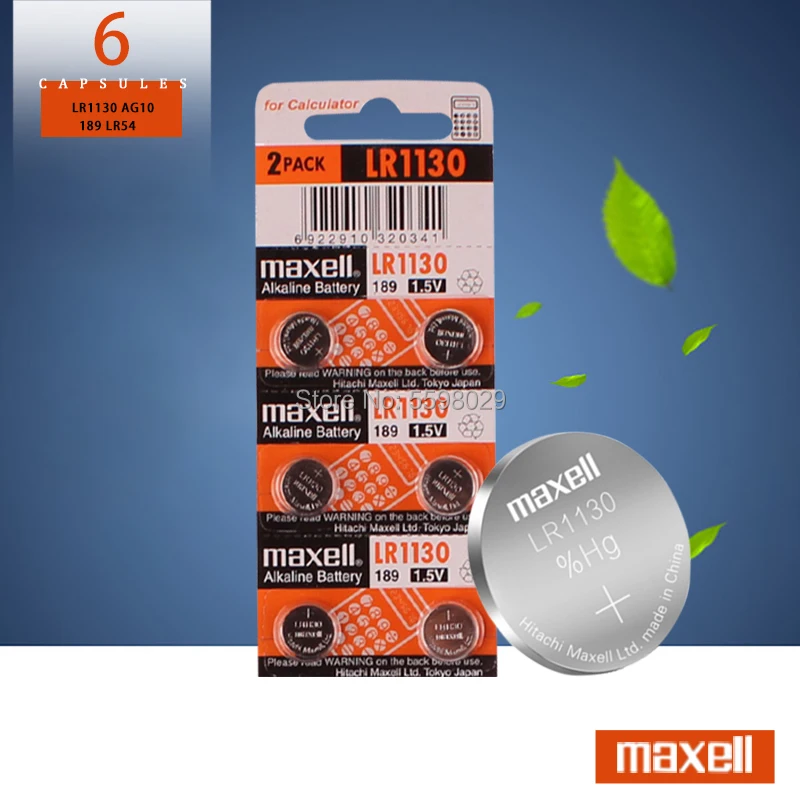 6 шт./лот 100% оригинал для батарея таблеточного типа Maxell LR1130 L1131 LR54 189 389 11 6*3 1 мм 5 V