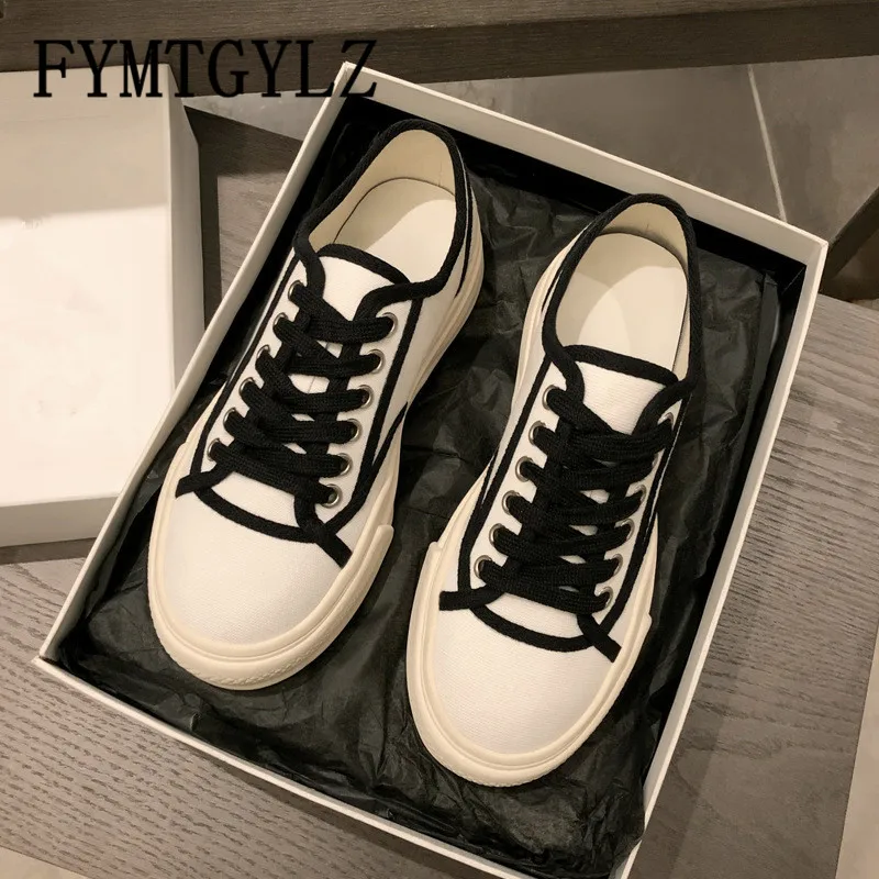 

Туфли женские с низким вырезом, брендовые дизайнерские парусиновые повседневные туфли на шнуровке, тонкие дышащие туфли-лодочки с круглым ...