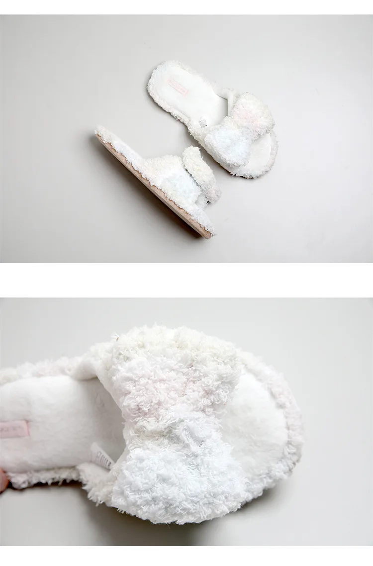 Домашняя обувь с открытым носком Sweet Macarons японские милые меховые слипоны Тапочки