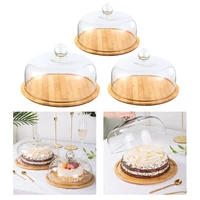 round vintage glass cover serving tray platter bamboo storage cake stand muffin display dessert storage tray w cover