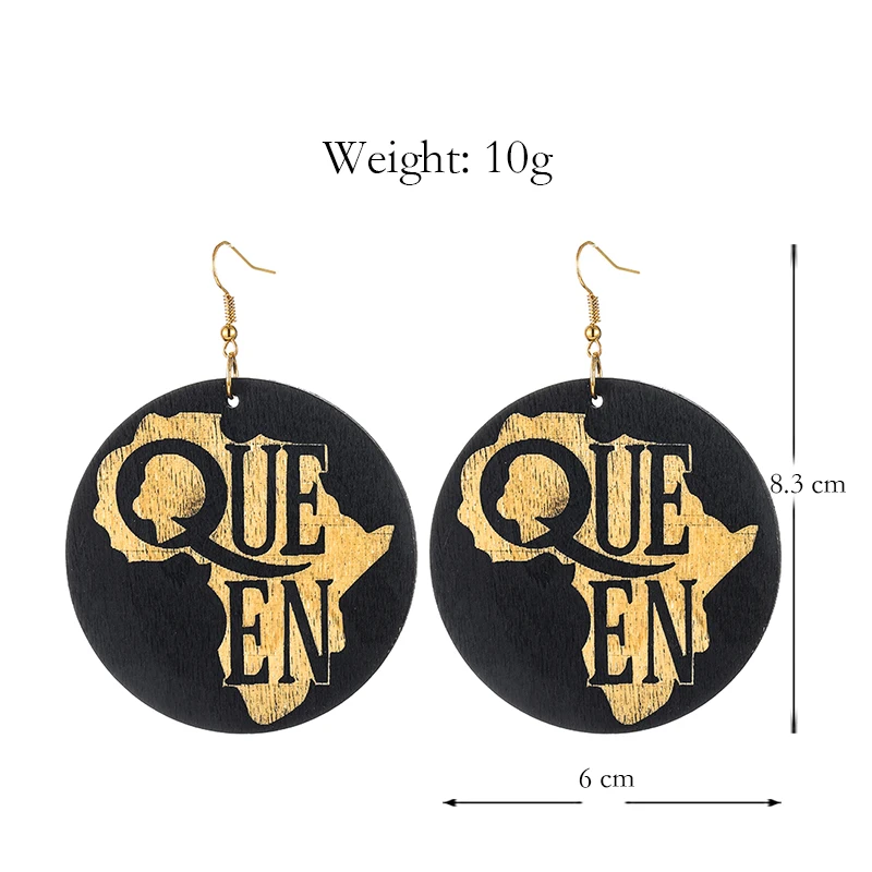 YULUCH Этническая личность женские черные круглые из натурального дерева с принтом