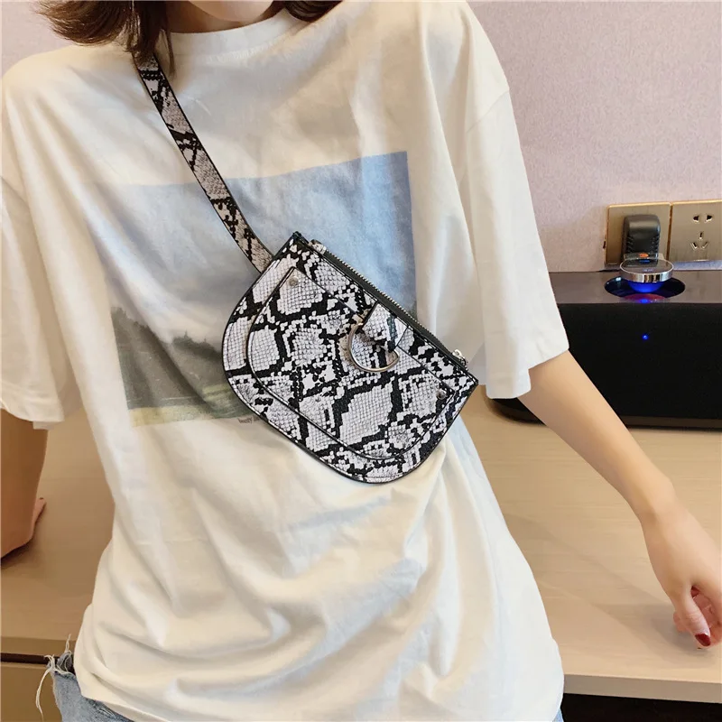 Женская поясная сумка с змеиным узором из искусственной кожи модная женская