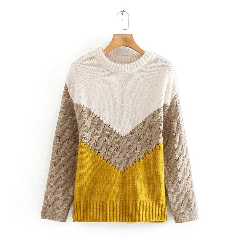 

2021 Fashion Knitted Sweaters Korean Stylish Autumn Winter Round Neck Long Sleeve Loose Sweater Multicolor Warm Pullover