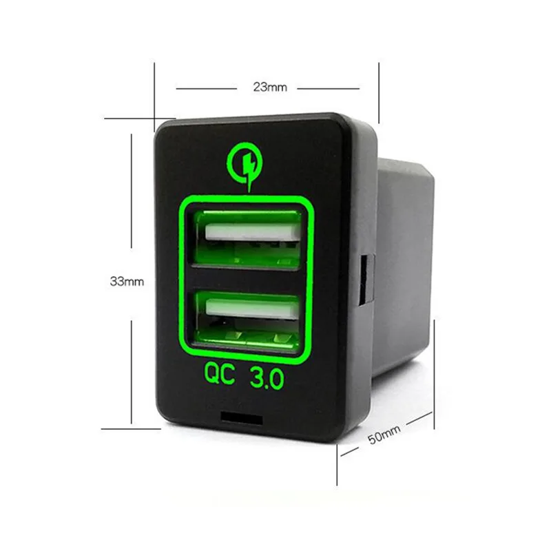 Автомобильное зарядное устройство с двумя USB-портами QC3.0 Quick Charge 3 0 для Toyota Camry Corolla