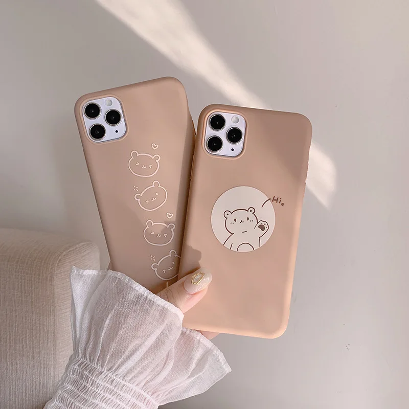 Милый чехол в стиле ретро с медведем Hi для iPhone 11 Pro MAX XS XR X силиконовый 7 Plus 8