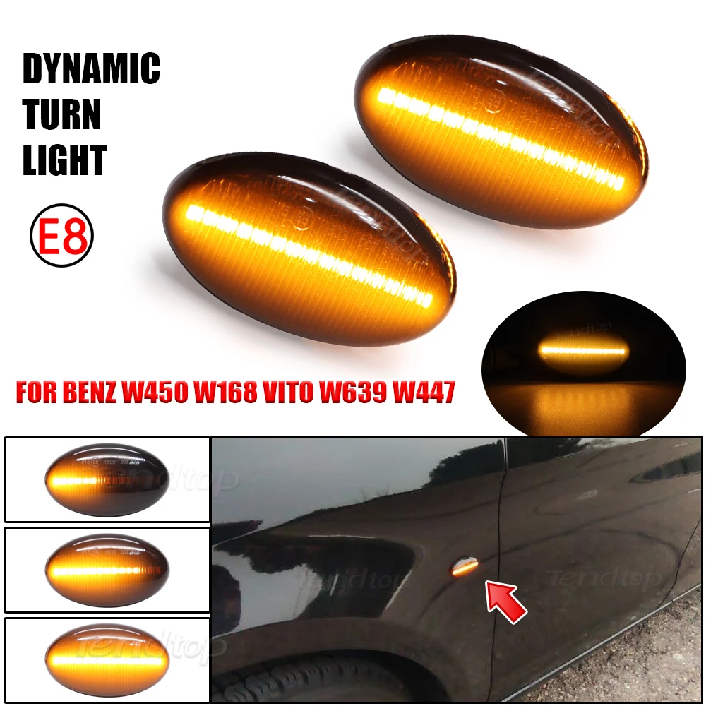 

2 шт. светодиодный динамический Боковой габаритный фонарь светильник ретранслятор сигнала индикатора светильник для Benz Smart W450 W452 A-Class W168 Вит...