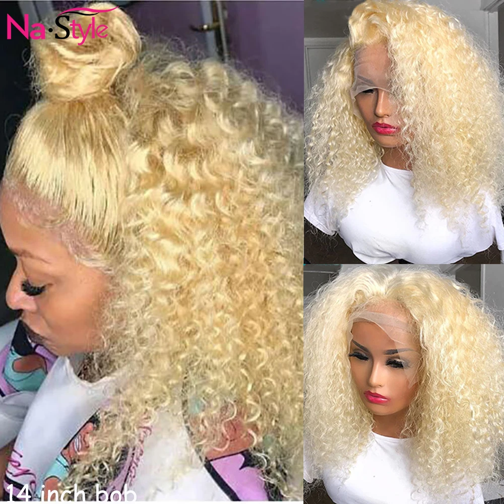 Murah 613 Keriting Rambut Manusia Wig Untuk WANITA HITAM Pixie Cut Pendek Rambut Manusia Wig Digunakan Dipetik T Bagian Renda Transparan Wig 150 Remy