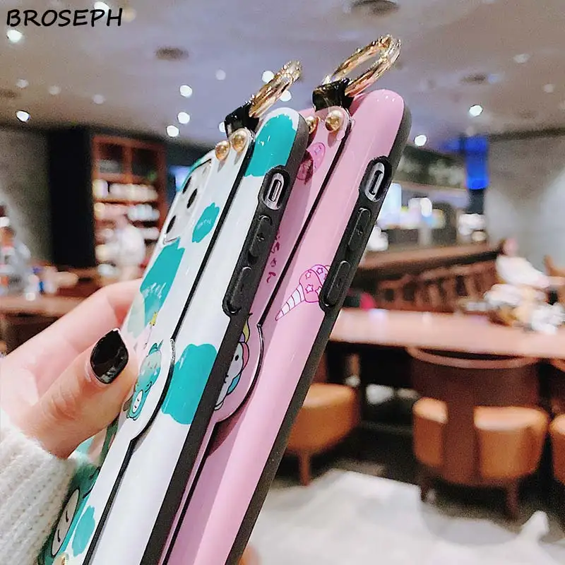 Чехлы с ремешком на запястье для iPhone 11 Pro Max чехол 7 8 6 6s Plus X XR XS милый мультяшный