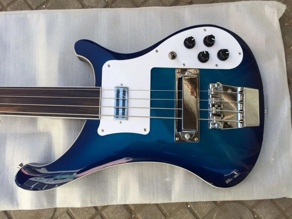 Rickenback 4003 4 струны бас-гитара без фиксации прозрачная синяя отделка Ricken fireglo бас |