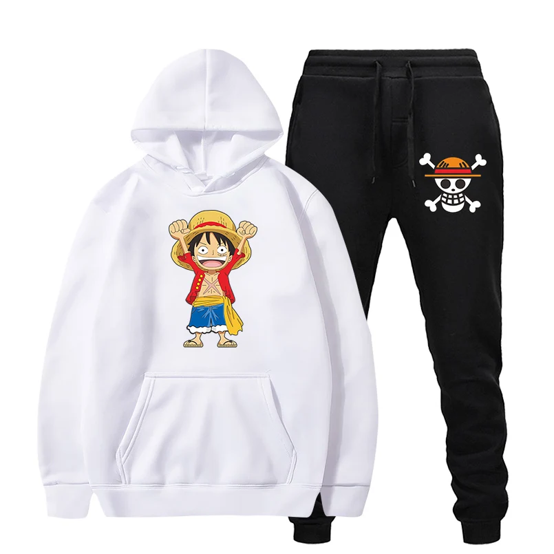 Костюм спортивный Luffy в японском стиле Харадзюку худи с капюшоном и спортивные