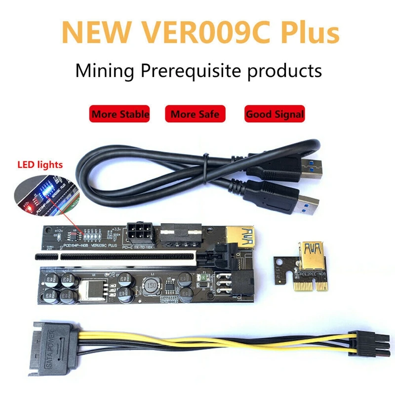 VER009C PLUS usb 3.0 PCI-E Райзер Экспресс 1X до 16X адаптер карта SATA 15 контактов 6 питания |