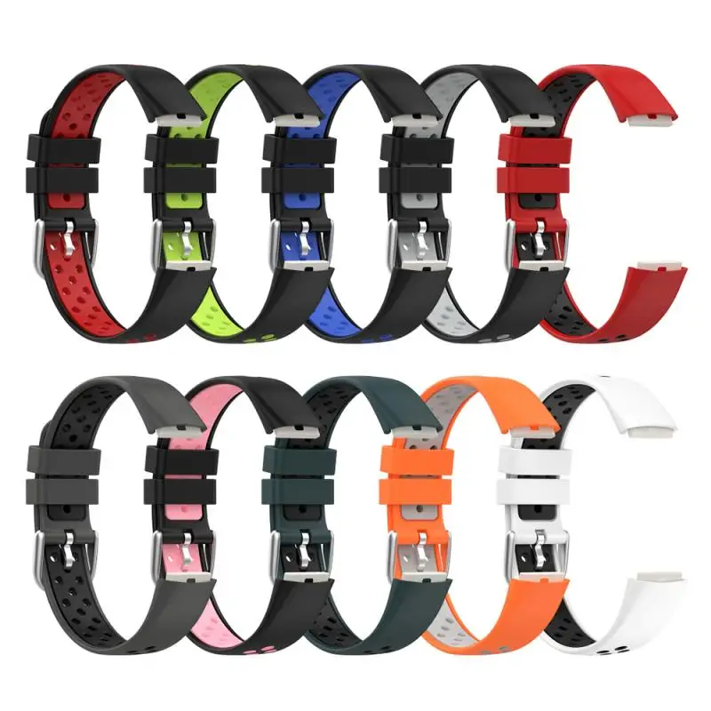 Strap For Fitbit Luxe Smart Watch Strap Breathable Porous Bracelet For Fitbit Luxe Sport Silicone Two-color Replacement Strap color wrist strap for fitbit luxe silicone band smart watch accessorie for fitbit luxe smart wristband strap replacement bands