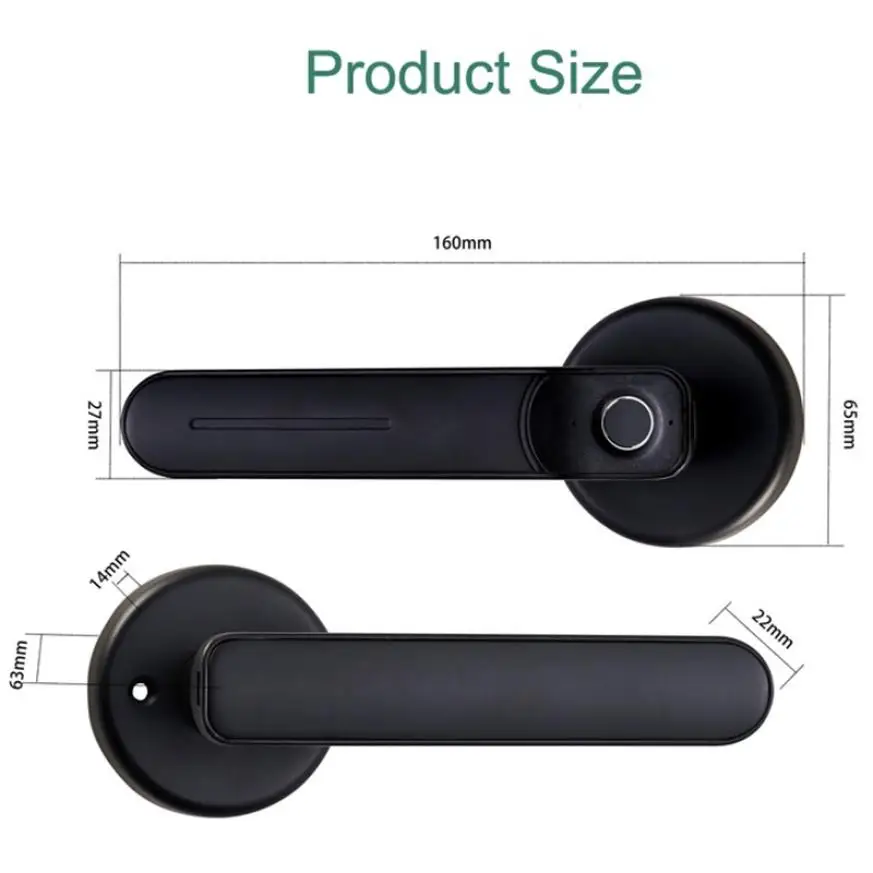 

Household universal spherical fingerprint lock room door smart lock invisible lock with key electronic fingerprint lock black