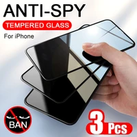 3pcs anti spy peep privacy tempered glass for phone 6 6s 7 8 7p 8p x xr xs screen protector phone 11pro 12 12mini 12pro 12promax