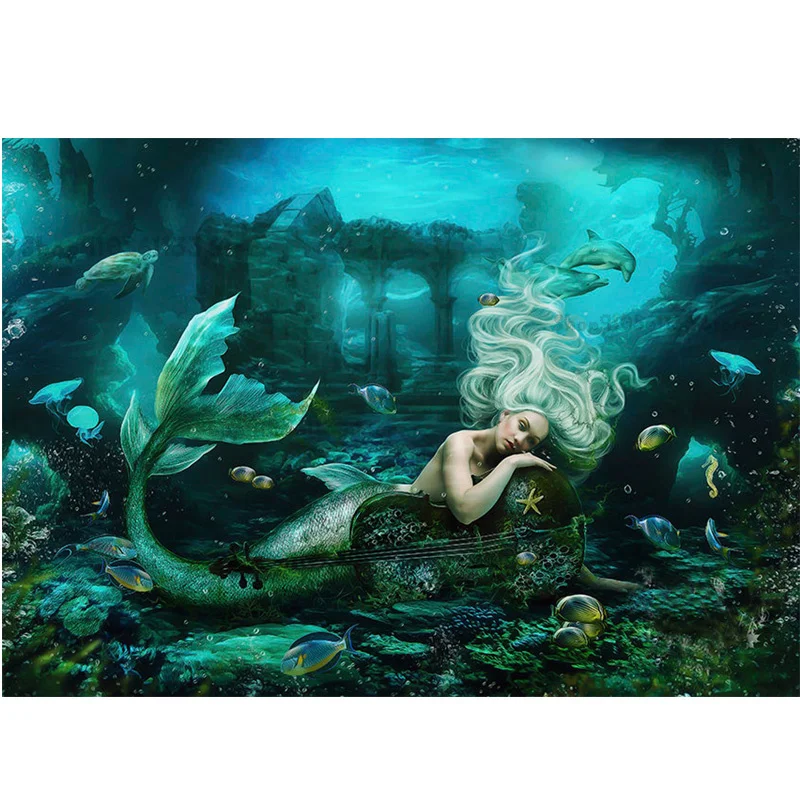 Алмазная вышивка русалка алмазная с полными квадратными и круглыми стразами