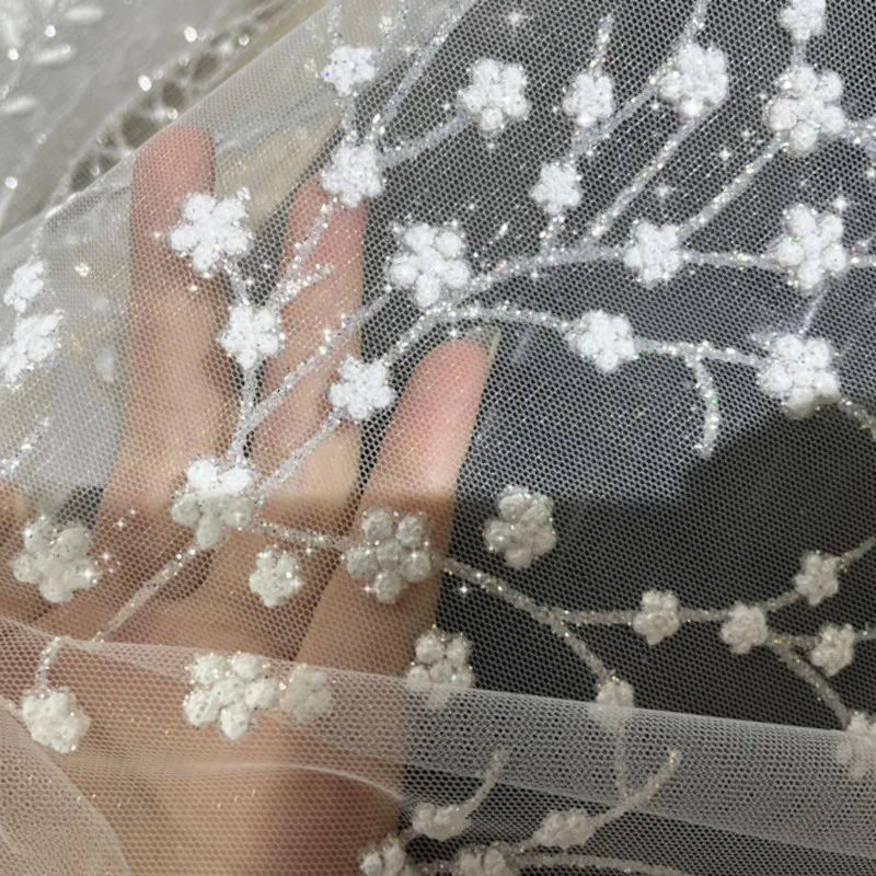 3/5/10 м Белый Блестящий тюль кружевная ткань тиснение Цветочная сетчатая для