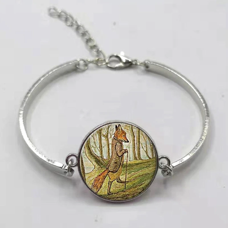 Новый Модный Цветочный браслет в виде лисы кожаный художественный стеклянный