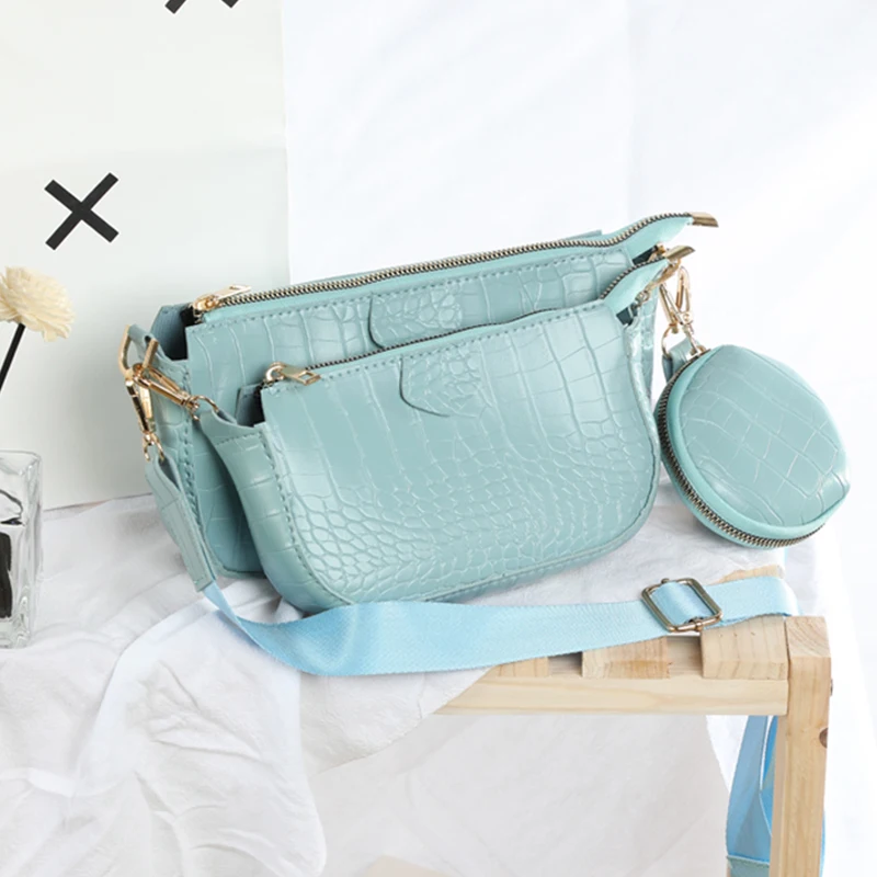 

Solid soft leather Crocodile pattern women shoulder Handbags and purse crossbody bag alligator pattern Women leather handbags