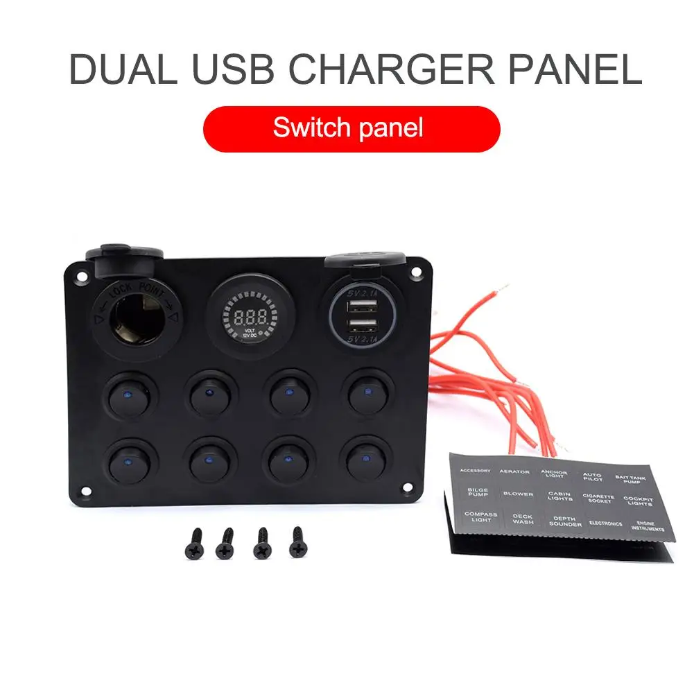 Двойной USB зарядное устройство с 8 бандами ВКЛ-ВЫКЛ переключатель