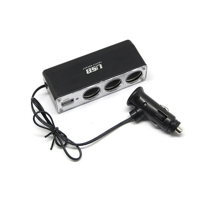 DC 12 V/24 V Выход тройной адаптер с USB портом 3 пути мульти гнездо Авто разветвитель