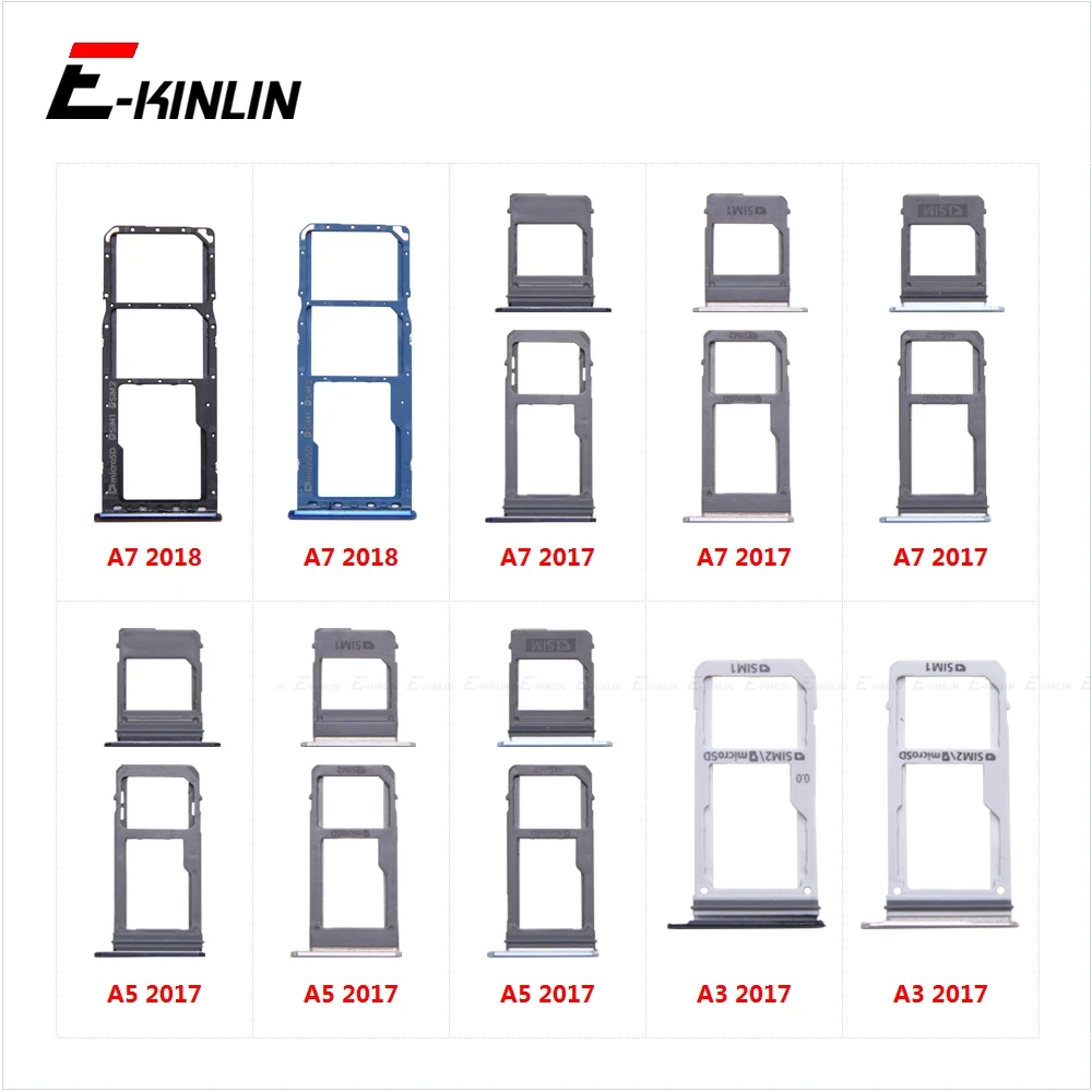 Sim Card Tray Socket Slot Reader Adapter For Samsung Galaxy A7 A5 A3 2018 2017 A750 A720 A320 Micro SD Connector Container