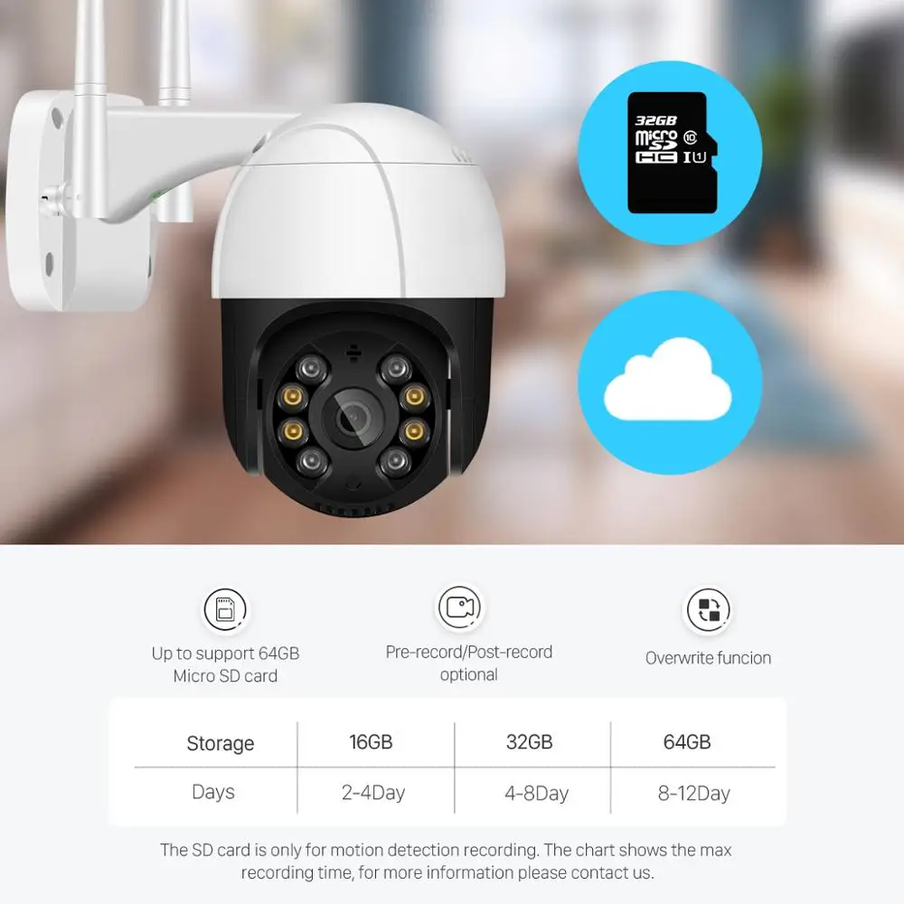 

1080P PTZ Wifi IP Camera Outdoor 4X Digital Zoom AI Human Detect Wireless Camera H.265 P2P Audio 2MP 3MP Security CCTV Camera