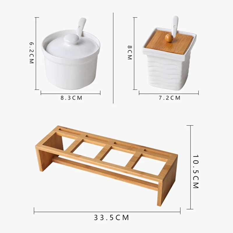 Набор из 4 фарфоровых банок для специй с воздухонепроницаемая крышка кухонная