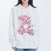 xuxi women hooded pullovers hoodie cherry blossom love bear printing streetwear long sleeve fashion loose coat autumn 2021 e3132