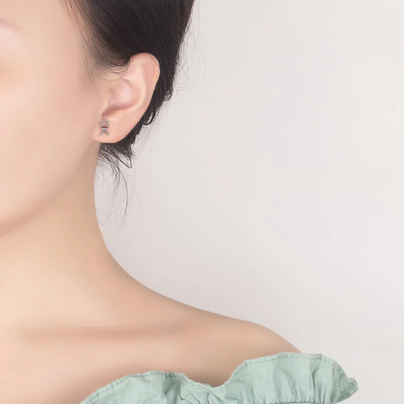 Женские плетеные серьги гвоздики из серебра 925 пробы|Серьги-гвоздики| |