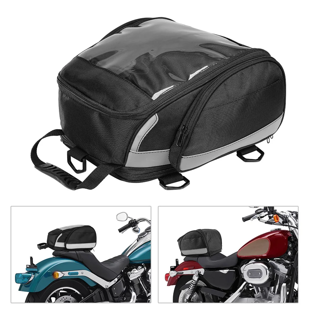 

Motorcycle Rear Seat Bag Waterproof Reflective Strip Motorbike Tail Bag Oxford Multi-function Rider Backpack 330x210x190mm