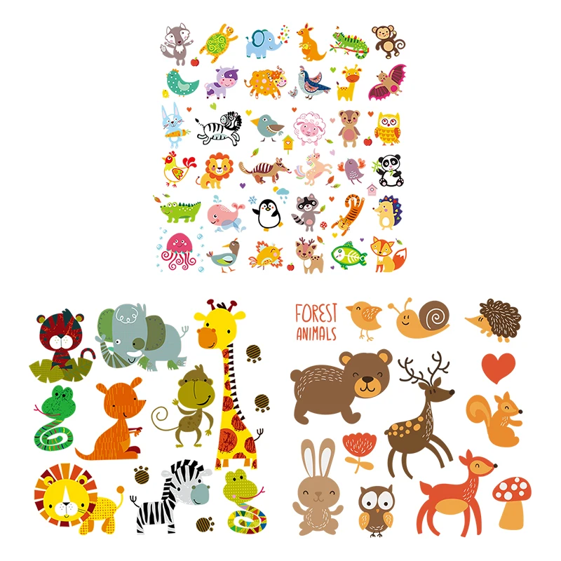 Мультфильм животных наклейки для детская одежда с оленем медведь Жираф