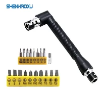 19pcs mini socket wrench 14 inch 6 35mm screwdriver bits dual head l shaped connecting rod hand repair tools set