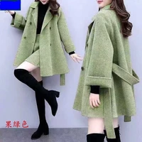 women button jacket 2021autumn winter female small fragrance two piece woolen jacket women casual fashion woolen suit skirta 269